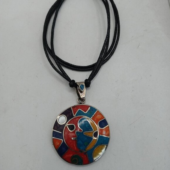 Adjustable Alpaca Necklace with Natural Inlaid Stone - Picture 3 of 5